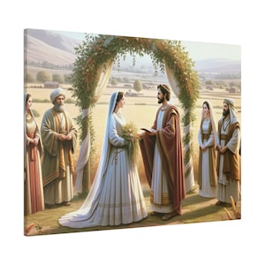 L'histoire de Ruth : Ruth épouse Boaz, impression sur toile mate, oeuvre d'art chrétienne tirée d'histoires de la Bible | Expédition rapide