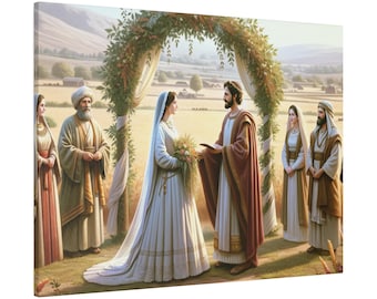 Ruth and Boaz Wedding Canvas Print: Christian Bible Story Artwork