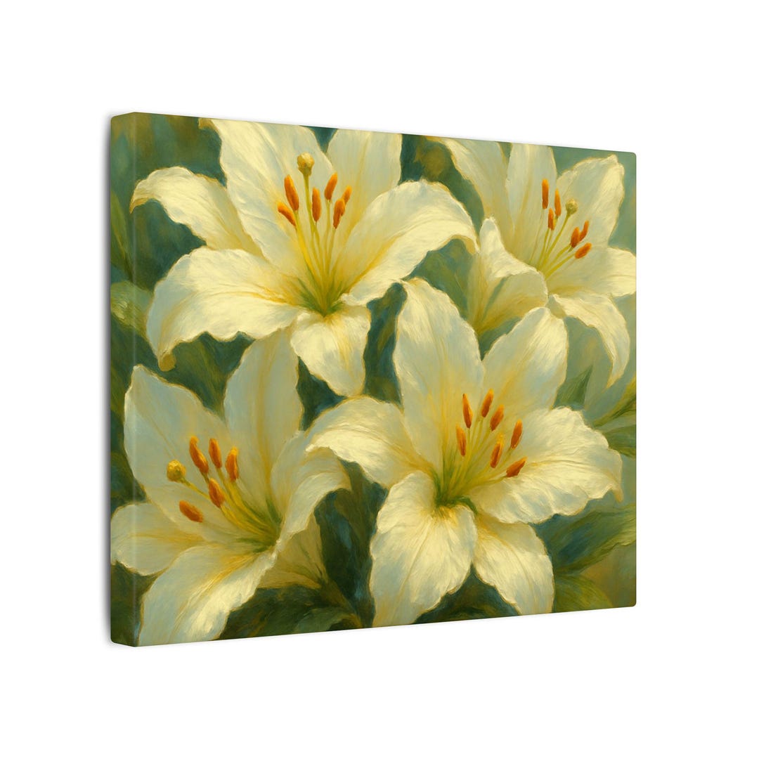 White Lily Canvas Art: Elegant Floral Oil Painting Style - Etsy