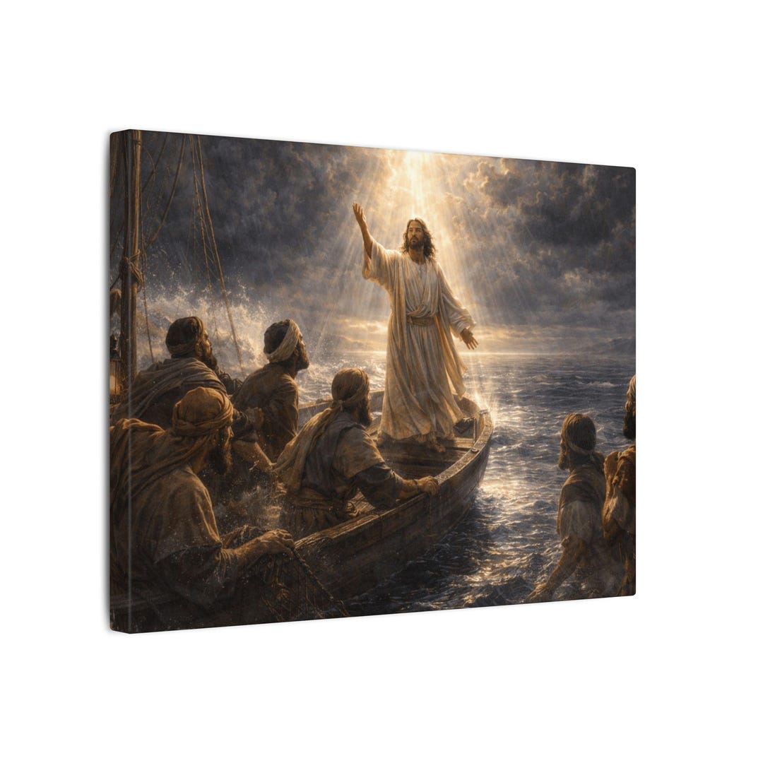 Jesus Calms the Storm Canvas Art: Sea of Galilee Miracle - Etsy