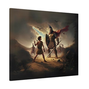 David and Goliath Canvas  Print, Christian Artwork From Bible Stories| Fast Shipping