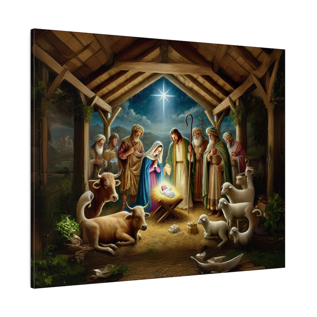 Nativity Scene Canvas Print: Birth of Jesus, Christian Art - Etsy
