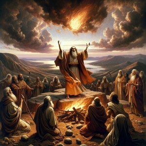 Prophet Elijah at Mount Carmel Matte Canvas Painting Print, Christian ...
