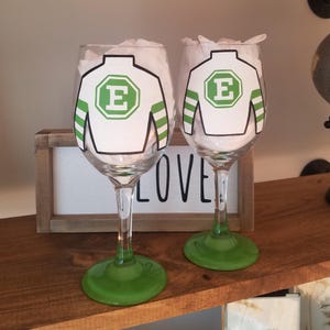 Custom Horse Racing Silks Hand-Painted Wine Glasses
