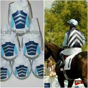 Custom Horse Racing Silks Hand-Painted Wine Glasses