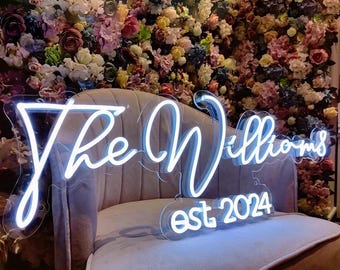 Personalice la boda del letrero de neón / Regalo del letrero LED inteligente / Signo de nombre personalizado / Letrero de neón LED acrílico / Totalmente personalizable / Opción de control de aplicaciones