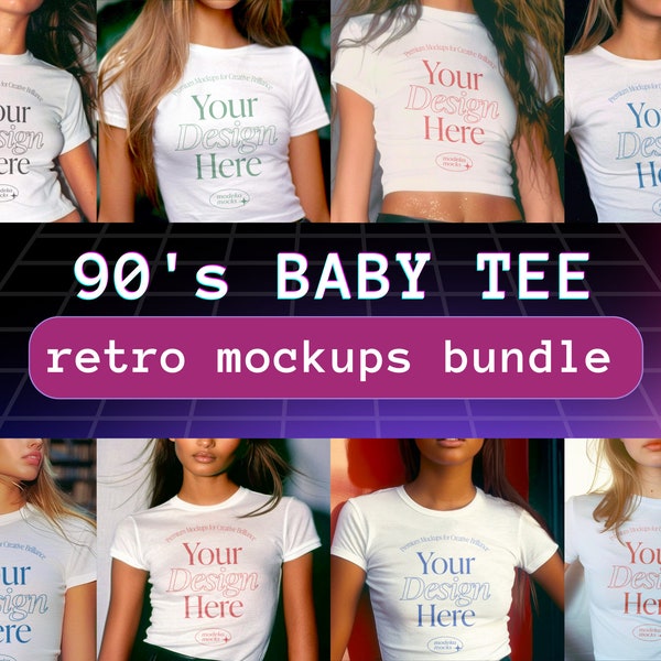 Baby Tee Mockup Bundle, Gildan 5000b Mockup, 90s T-Shirt Mockup, Fitted T-Shirt Mockup, Cropped Tee Mockup, Y2K T-shirt