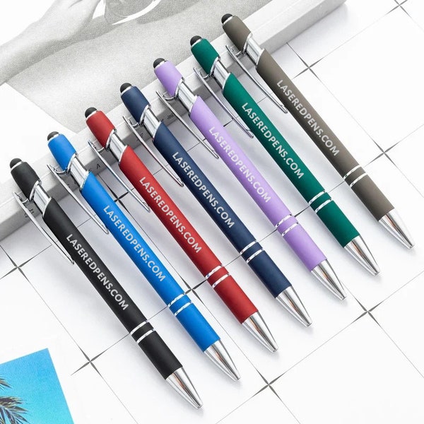 Laser Engraved Pens, Business Pens, Event Pens, Corporate Gifts, Ballpoint Pen with Stylus End, Cheap Bulk Pens, Premium Customized Pens