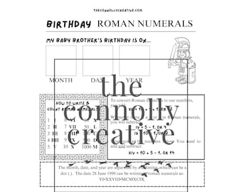 Baby Bro Birthday Roman Numerals Sheet