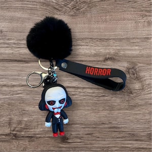 Horror Keychain, Saw, pompom, keychain, perfect gift