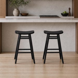 Aria Oval Solid Mahogany Counter Stool - Set of 2 Solid Wood Counter Stools