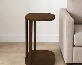 Oslo Solid Mindi Side Table - Solid Wood Side Table for Living Room or Bedroom