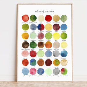 Barcelona Watercolour Print, Colours of Barcelona, Shades of Barcelona, Barcelona Print, California Watercolor Wall Art, Colourful Art