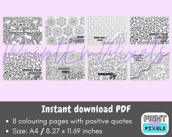 Positive Colouring, Colouring pages for adult, positive quote colouring, motivational quotes, printable colouring pages