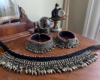 Handmade vintage afghan silver anklet pair