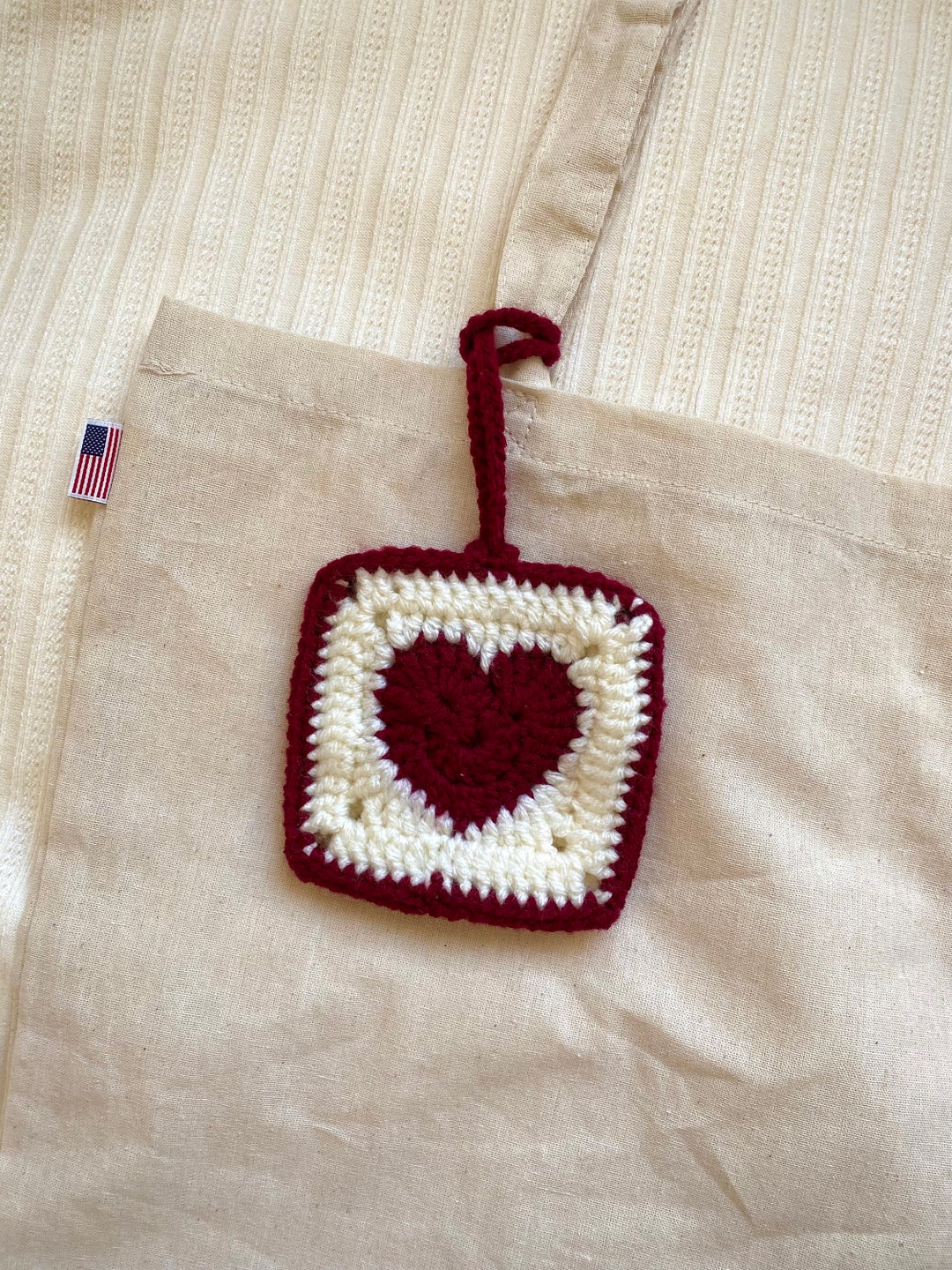 Crochet Heart Pouch Cute Granny Square Pouch for Tote Bags and Purses