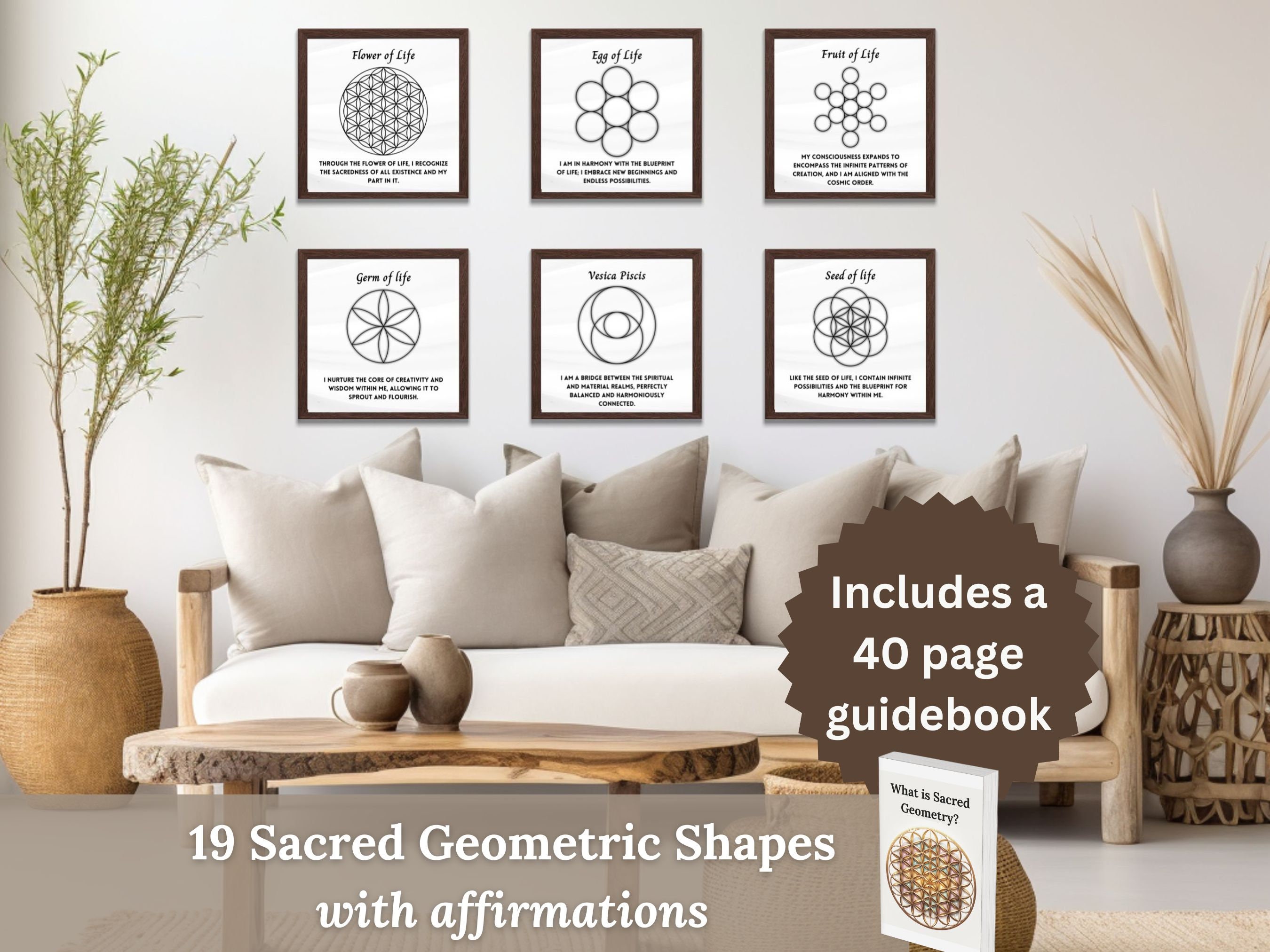 Sacred Geometry Wall Art Spiritual Decor Wall Art Zen Art Flower of ...