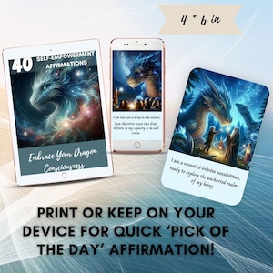 41 druckbare Affirmationskarten für Drachenkunst | Ich bin Affirmationen | Ermutigungs- und Motivationskarten | Digitaler Download