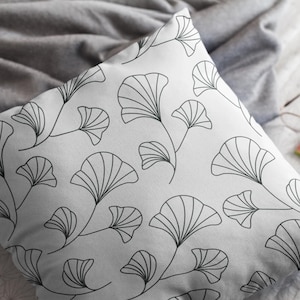 Ginkgo Leaf Accent Pillow Botanical Print Decor Bedroom Styling Nature Inspired Accent Cushion Minimalist Housewarming Gift Idea Zen Throw