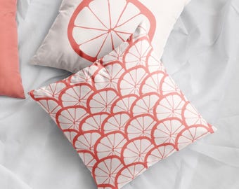 Grapefruit Throw Pillow Citrus Decor Living Room Summer Seasonal Housewarming Gift Idea Inspiration Home Decoration Fruit Accent Colorful