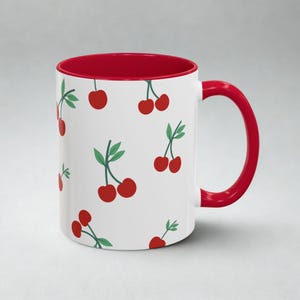 Cherry Coffee Mug Ceramic Fruit Pattern Design Kitchen Cherry Decoration Accessory Breakfast Table White Ceramic Cup Tea Drinker Present