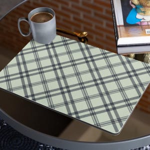 Sage Green Placemats 1pc Everyday Table Mat Flannel Fall Kitchen Decor Casual Family Dinner Table Setting Decor Gift Idea Checkered Pattern