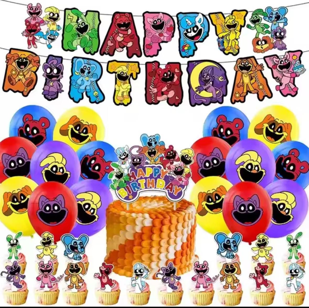 New smiling critters Birthday Party Decorations Tableware supplies Baby Shower Party Balloons Cupcake Flags Decorations