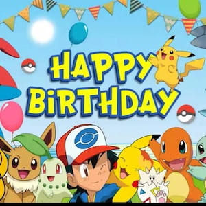 Happy Birthday Party Pokemon Hintergrund Dekoration Kinder Junge Baby Shower Pikachu Anime Fotografie Hintergrund Banner Vinyl Poster