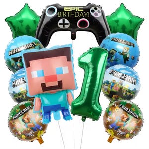 Set di palloncini decorativi per feste di compleanno a tema gioco Minecraft