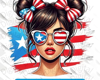 Puerto Rican Woman PNG: Patriotic Boricua Art (300 DPI)