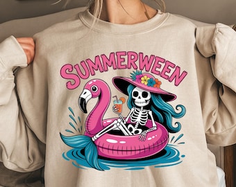 Funny Summerween Skeleton PNG: Halloween Beach Sublimation (Digital Download