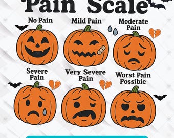 Funny Spooky Pumpkin Pain Scale: Nurse Halloween Clipart (Digital Download)