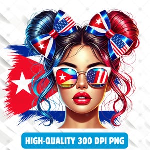 Cuba, rommelig broodje ontwerp, kunst Cuba, Cubaans decor, latina clipart, Spaanse clipart, Spaans erfgoed, Cubaanse vlag, Cubaanse geschenken, schattig meisje svg, latina png