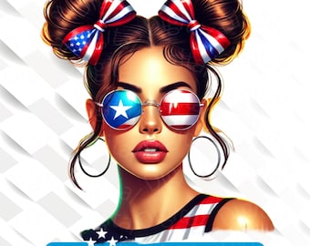 Puerto Rican Woman PNG: Patriotic Boricua Art (300 DPI)
