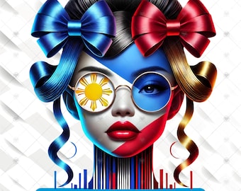 Philippines Girl PNG: Flag & Sun Art (Digital Download)