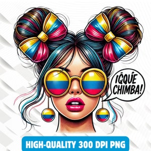 Coque desgrenhado colombiano orgulhoso png, arte da Colômbia, bandeira da Colômbia, arte latina, png latina, png espanhol, herança hispânica, decoração hispânica, presentes hispânicos
