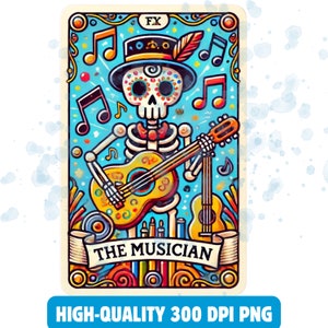 Tarot Card the Music PNG, The IDGAF Funny Tarot Card PNG, Sarcastic Skeleton Skull Trendy Sublimation Design,