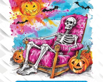 Funny Halloween Skeleton PNG: Spooky Summer Sublimation Design (Digital Download)
