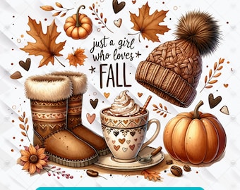 Fall Girl PNG: Pumpkin Spice Graphic Tee Design (Digital Download)