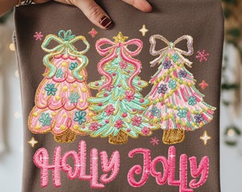 Coquette Holly Jolly Christmas Trees PNG (Digital Download)