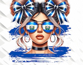 Mujer salvadoreña PNG: Accesorios patrióticos, orgullo salvadoreño (300 DPI)