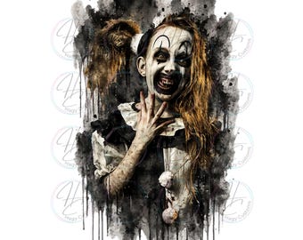 Female clown movie character, Scary girl clown. PNG for sublimation or DTF printing