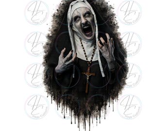 Horror Movie Nun, Scary, Halloween, Digital Download, PNG