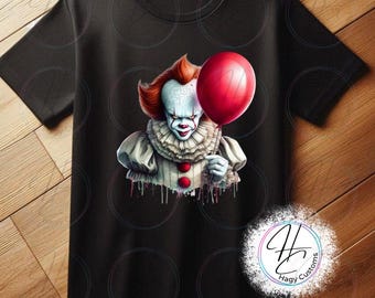 Halloween Clown T-Shirt, Gifts for him/her, Unisex, Gifts for Halloween lovers, Graphic Tee, Plus size available, Scary Clown, Red Balloon