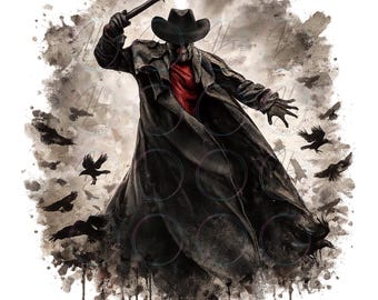 Halloween watercolor creepy villian, PNG, Digital Design Only, Gothic Graphic