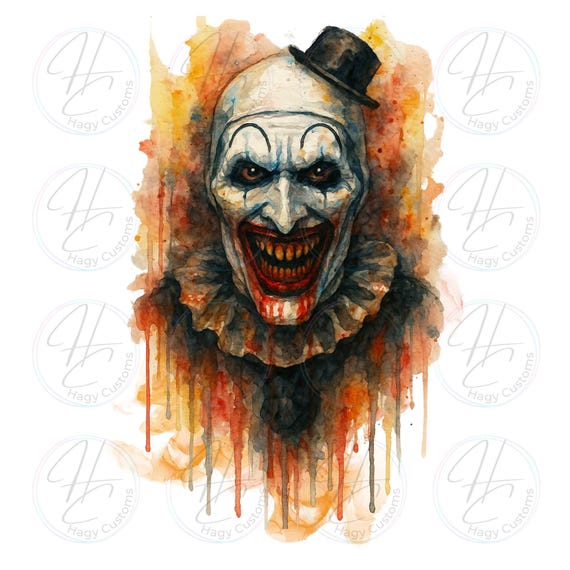 Halloween, PNG, Scary Clown, Digital Art, Terrifying, Halloween Movie Characters, print, Sublimation or DTF