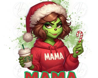 Christmas mama, Boujie Mama, Christmas Party, digital downloadPNG, DTF, Sublimation, Santa Mama, Iced Coffee Mama, Red head mama