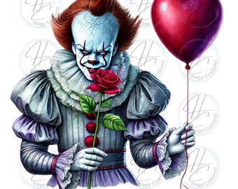 Horror Valentine, Roses are red, Scary Clown, Valentine Day, Love, PNG, DTF, Sublimation, Digital Download ONLY