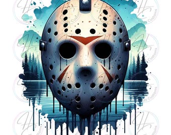 Watercolor Halloween Movie Mask PNG Sublimation & DTF Print (Digital Download)
