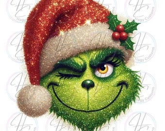 Glitter Christmas, Christmas movie, Mean guy, Green monster,  Glitter PNG, Sublimation, DTF, Grinchy, Digital Download